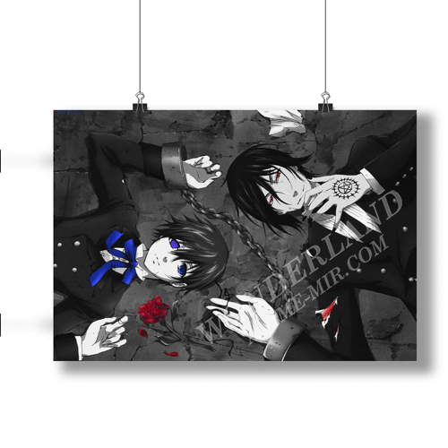 Аниме плакат Тёмный Дворецкий Себастьян и Сиэль 4 / Kuroshitsuji / Black Butler - Sebastian and Ciel